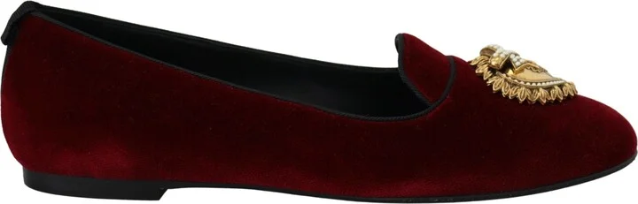 Bordeaux Velvet Slip-On Loafers Flats Women's Shoes