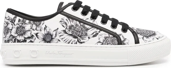 Borg floral-print sneakers
