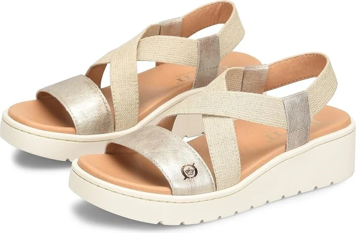 Born Kasady Women's Sandals Light Gold : 6 M (B), Leather/Rubber/Suede