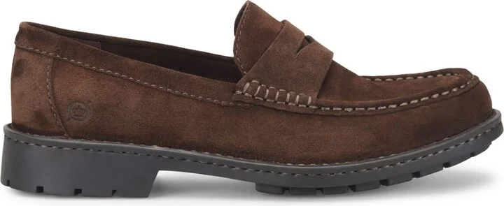 Born Men's Langley Suede Leather Slip On Penny Loafers - Image 2