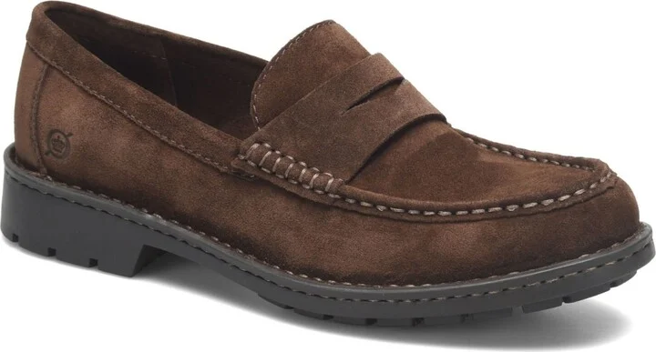 Born Men's Langley Suede Leather Slip On Penny Loafers