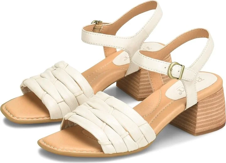 Born Shonie Women's Sandals White : 8 M, Leather/Suede/Textile