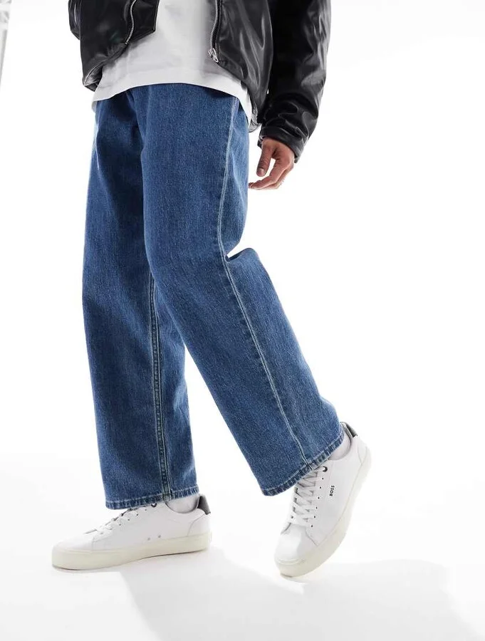 BOSS Aiden logo contrast heel leather sneakers in white