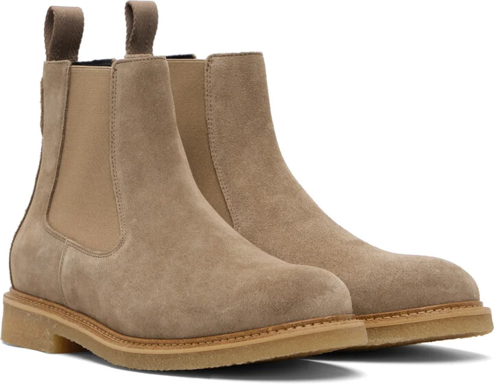BOSS Beige Elasticated Panels Chelsea Boots - Image 4