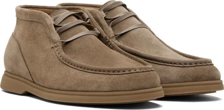 BOSS Beige Stitching Details Desert Boots - Image 4