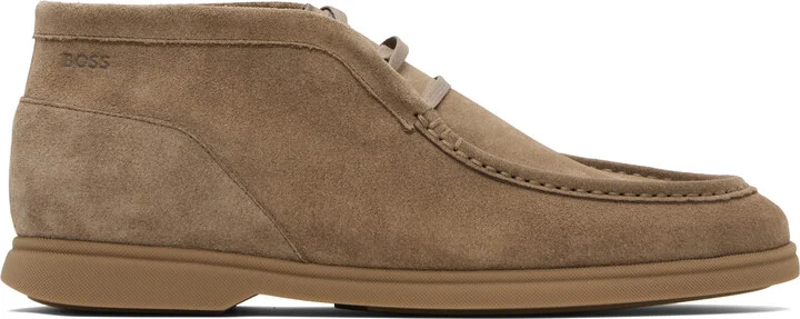 BOSS Beige Stitching Details Desert Boots