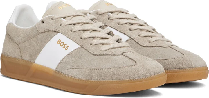BOSS Beige Suede Lace-Up Sneakers - Image 4