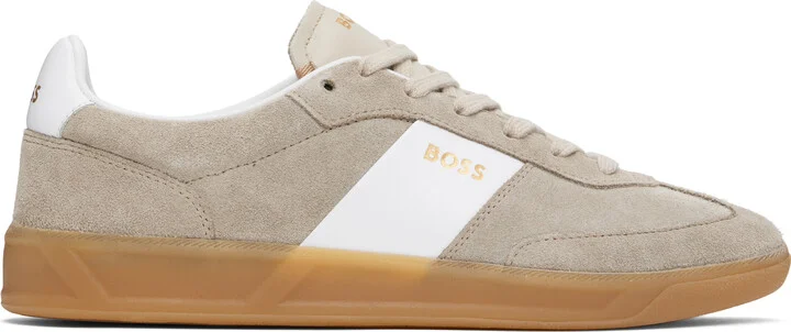 BOSS Beige Suede Lace-Up Sneakers