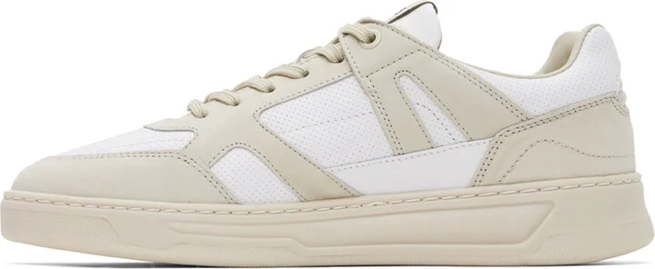 BOSS Beige & White Mixed Material Sneakers - Image 3