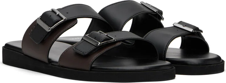 BOSS Black & Brown Pin-Buckle Sandals - Image 4