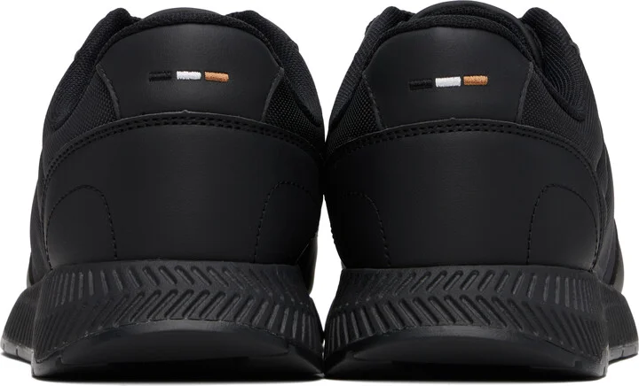 BOSS Black Faux-Leather & Mesh Sneakers - Image 2