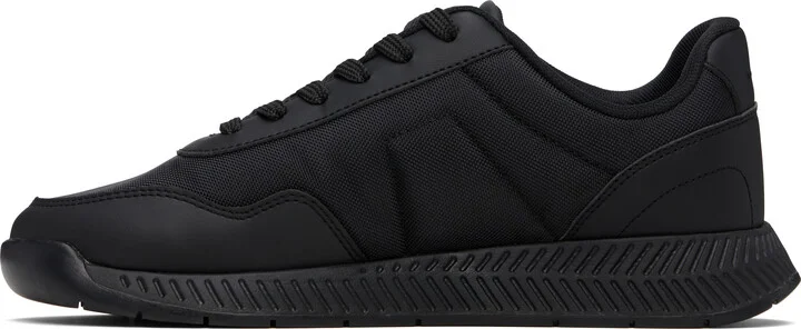 BOSS Black Faux-Leather & Mesh Sneakers - Image 3