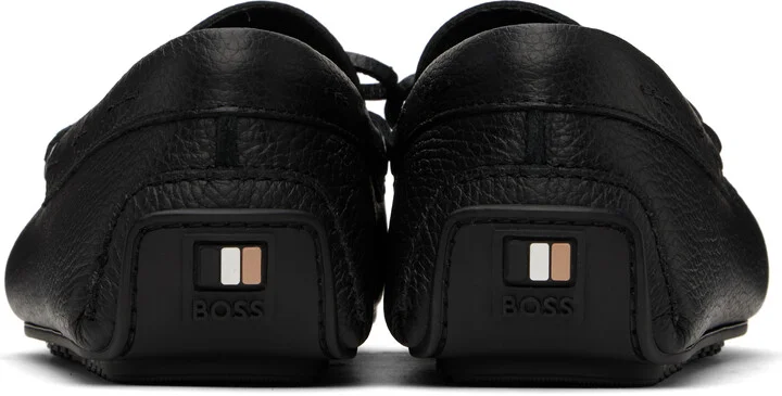 BOSS Black Grained-Leather Driver Sole Loafers - Image 2