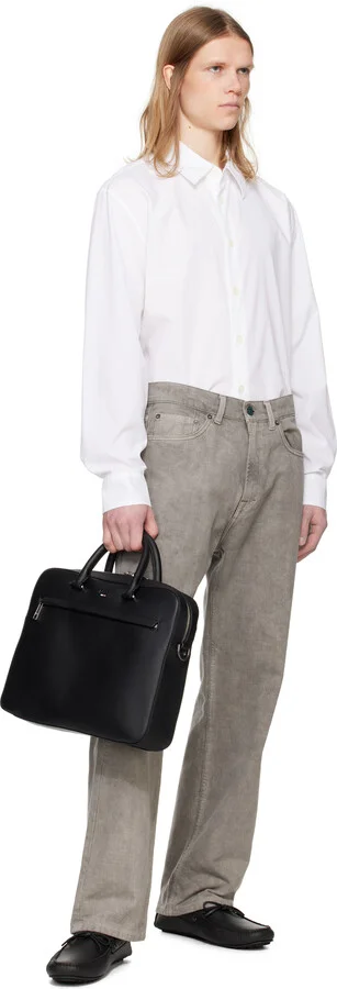 BOSS Black Grained-Leather Driver Sole Loafers - Image 5