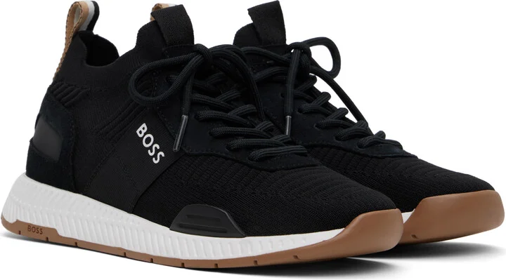 BOSS Black Knitted Sneakers - Image 4