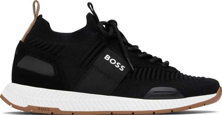 BOSS Black Knitted-Upper Sneakers