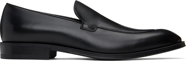 BOSS Black Leather Apron Toe Loafers
