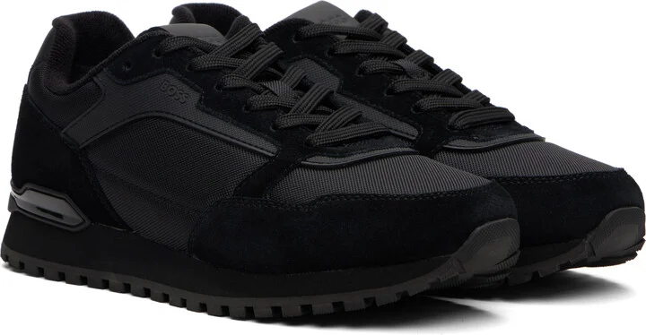 BOSS Black Logo Faux-Suede Sneakers - Image 4