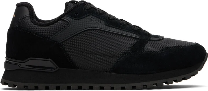 BOSS Black Logo Faux-Suede Sneakers