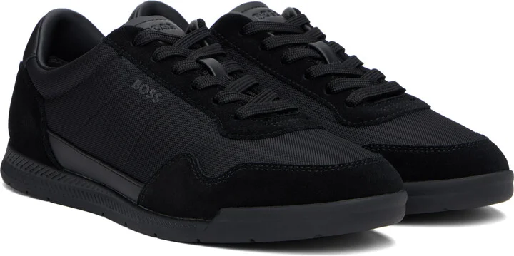 BOSS Black Mixed-Material Lace-Up Sneakers - Image 4