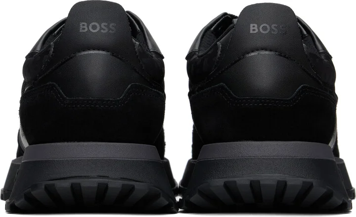 BOSS Black Mixed-Material Mesh & Leather Sneakers - Image 2