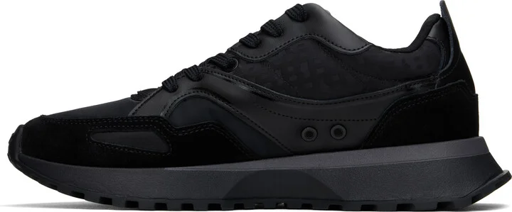 BOSS Black Mixed-Material Mesh & Leather Sneakers - Image 3