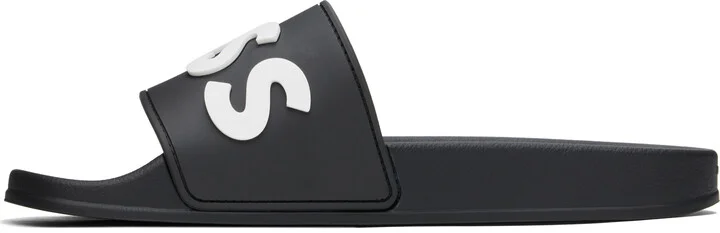 BOSS Black Raised Logo Pool Slides - Image 3