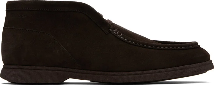 BOSS Black Stitching Details Suede Desert Boots