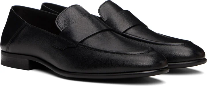 BOSS Black Tumbled Leather Penny Loafers - Image 4