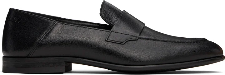 BOSS Black Tumbled Leather Penny Loafers