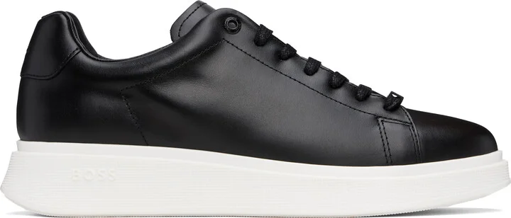 BOSS Black & White Leather Sneakers