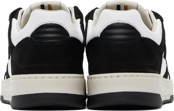 BOSS Black & White Mixed Material Sneakers - Image 2