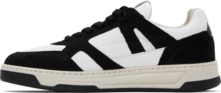 BOSS Black & White Mixed Material Sneakers - Image 3