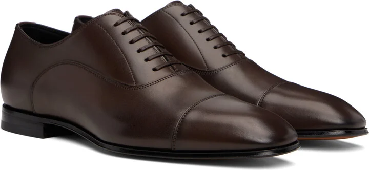 BOSS Brown BECKHAM Edition Polished Leather Oxfords - Image 4