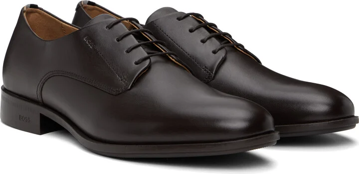 BOSS Brown Leather Signature Trim Derbys - Image 4