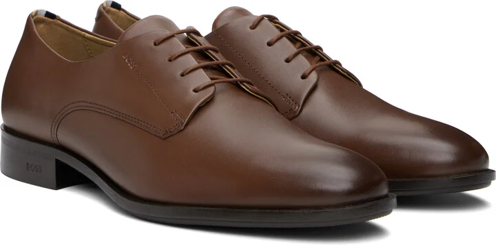 BOSS Brown Leather Signature Trims Derbys - Image 4