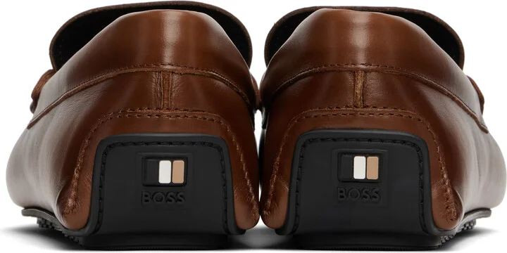 BOSS Brown Logo Faux-Leather Loafers - Image 2