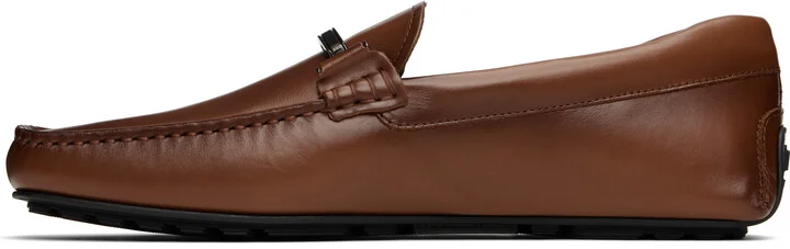 BOSS Brown Logo Faux-Leather Loafers - Image 3
