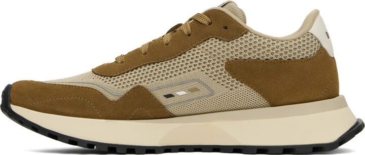 BOSS Brown Mixed Material Sneakers - Image 3