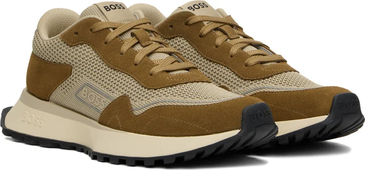 BOSS Brown Mixed Material Sneakers - Image 4