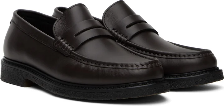 BOSS Brown Polished-Leather Loafers - Image 4