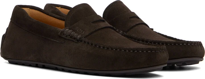 BOSS Brown Portuguese-Crafted Suede Loafers - Image 4