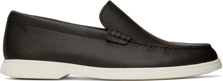 BOSS Brown Tumbled-Leather Loafers