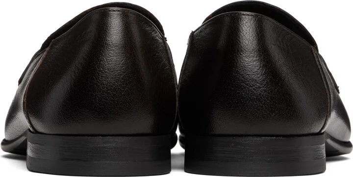 BOSS Brown Tumbled Leather Penny Loafers - Image 2