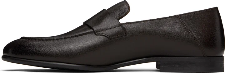 BOSS Brown Tumbled Leather Penny Loafers - Image 3