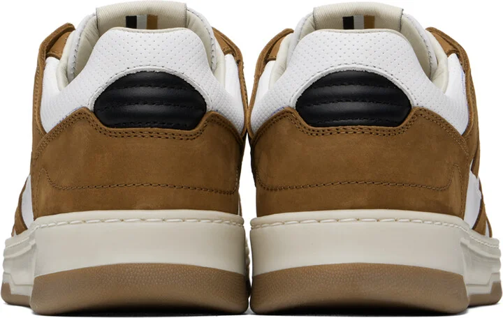 BOSS Brown & White Mixed Material Sneakers - Image 2