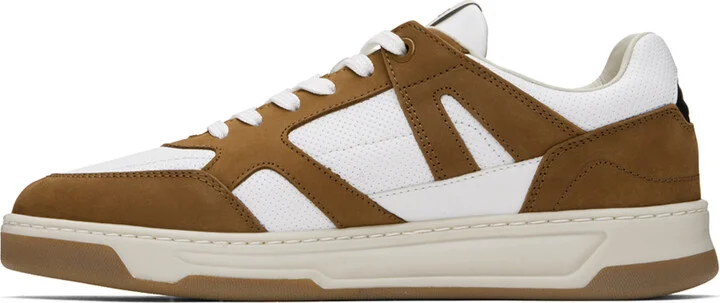 BOSS Brown & White Mixed Material Sneakers - Image 3