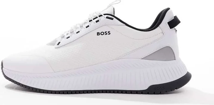 BOSS Evo logo knit running sneakers in white - Image 2