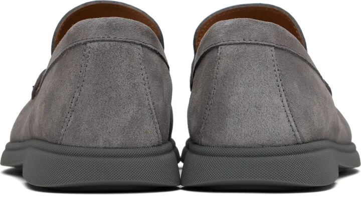 BOSS Gray Suede Contrast Sole Loafers - Image 2