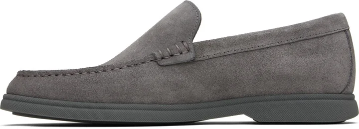 BOSS Gray Suede Contrast Sole Loafers - Image 3